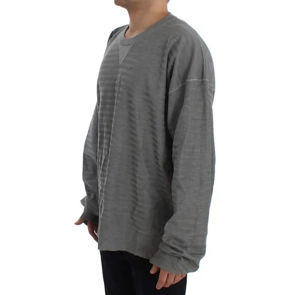 Dolce & Gabbana Gray Crewneck Pullover Silk Sweater